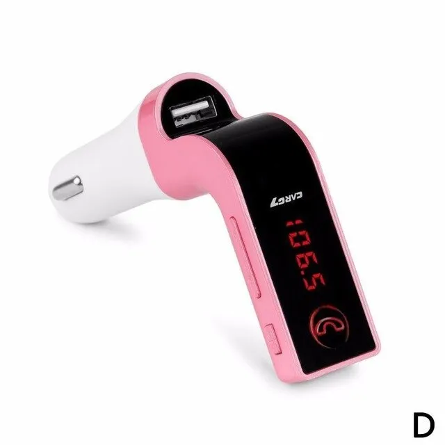 Vehicle Bluetooth receiver FM transmitter car kit in black with USB output and LCD display