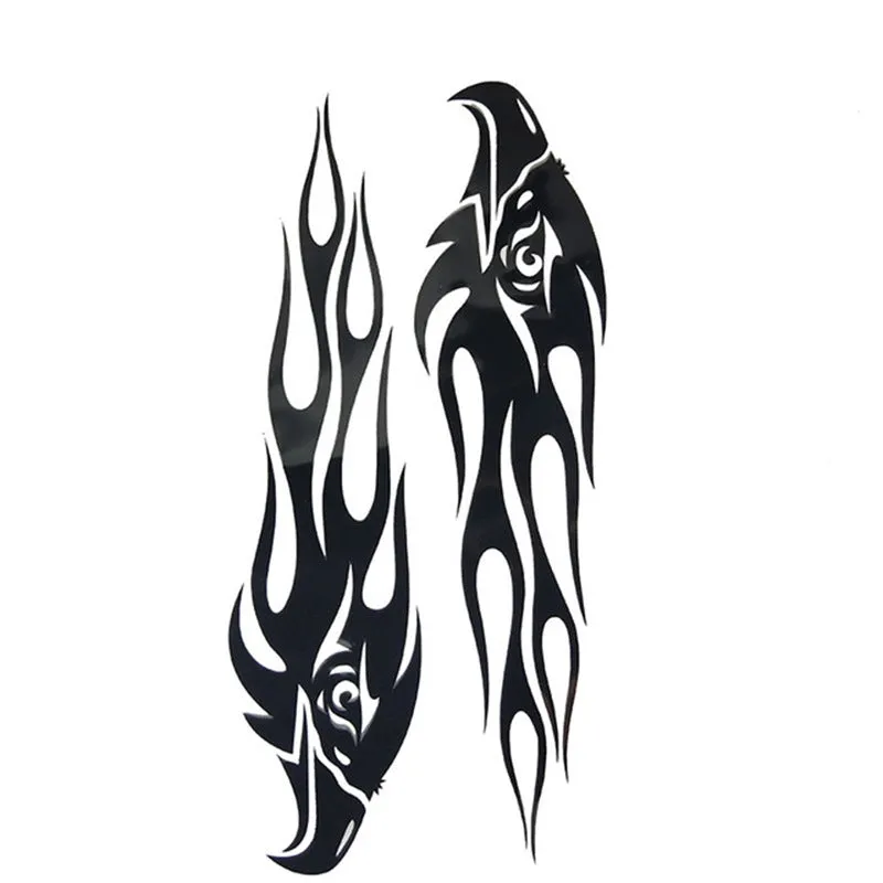 Reflective car sticker with eagle flame design in black colour, PET material, 20x4.7cm