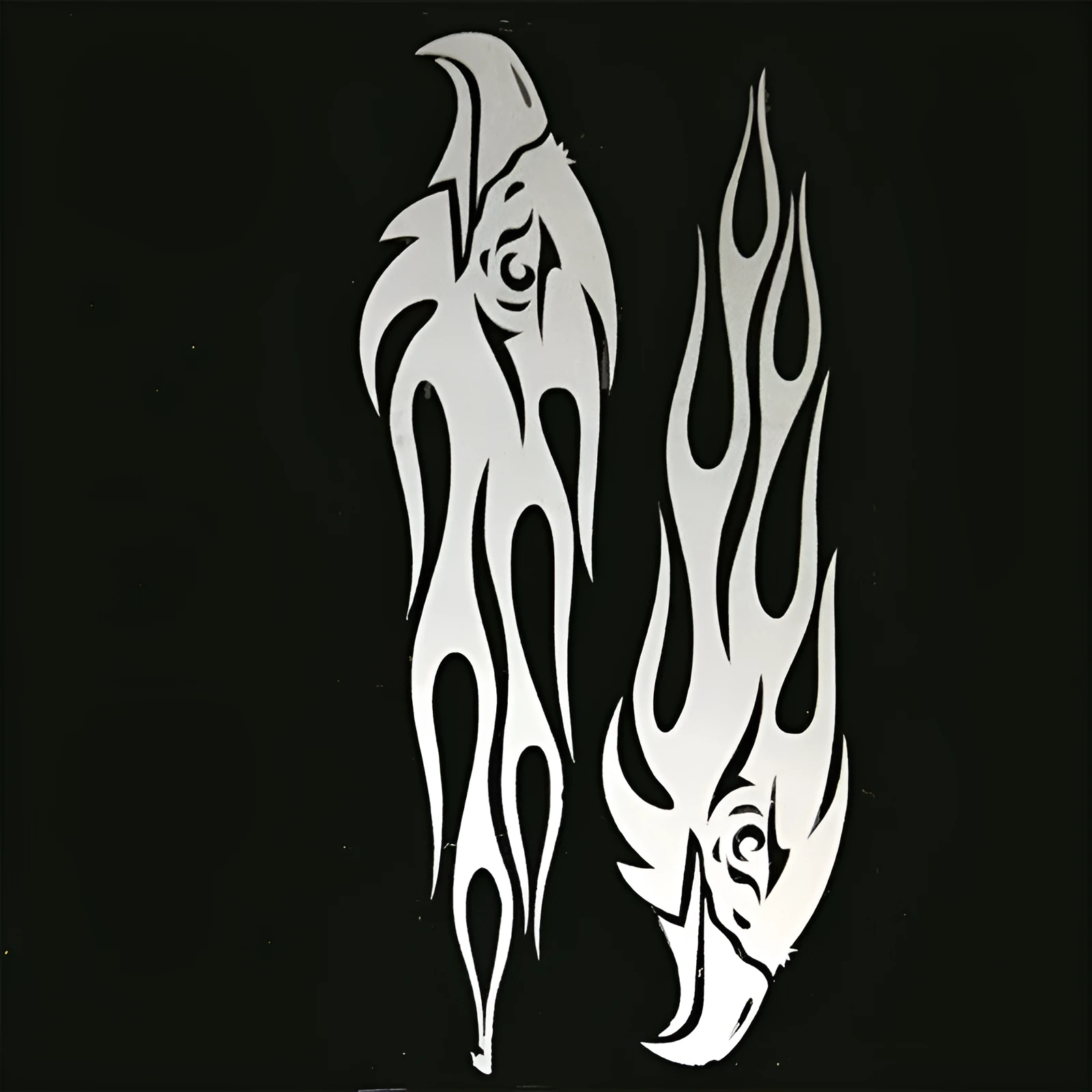 Reflective car sticker with eagle flame design in black colour, PET material, 20x4.7cm