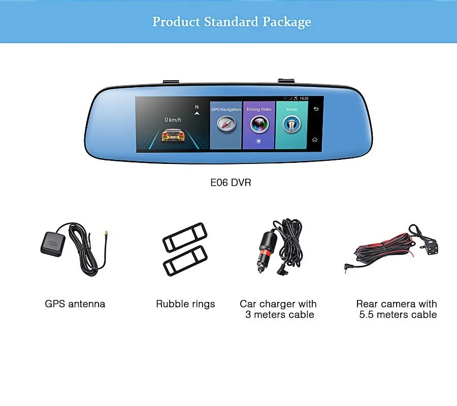 8-inch 4G Android cloud mirror driving recorder with 7.84 IPS touch screen displaying front camera view