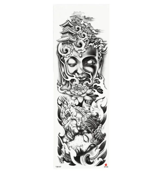 Full arm waterproof tattoo sticker 480x170mm with transfer process semi-manual production