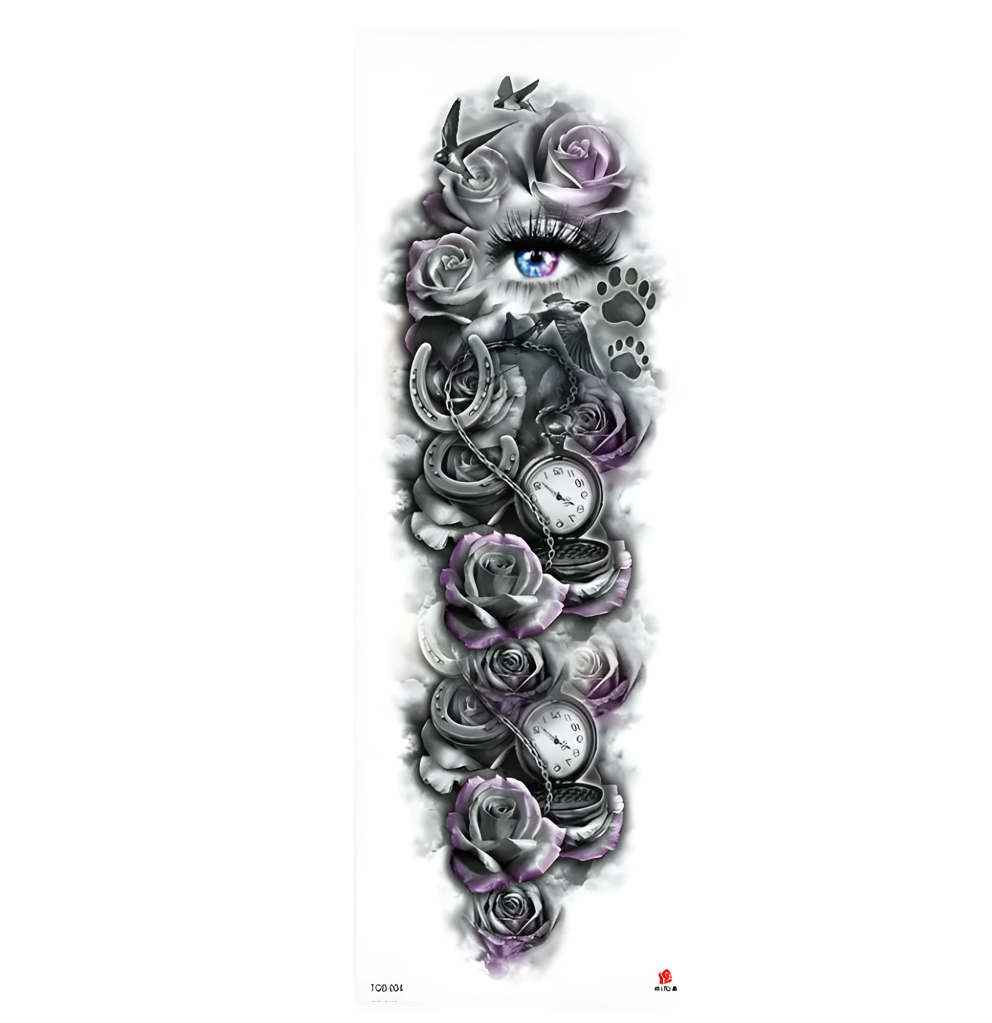 Full arm waterproof tattoo sticker 480x170mm with transfer process semi-manual production