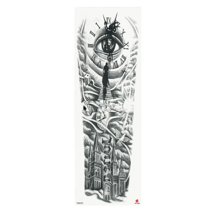 Full arm waterproof tattoo sticker 480x170mm with transfer process semi-manual production