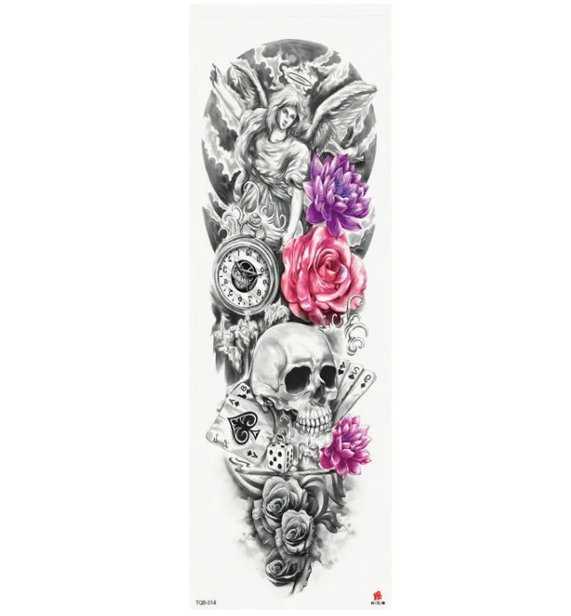 Full arm waterproof tattoo sticker 480x170mm with transfer process semi-manual production