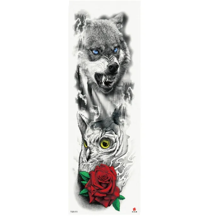 Full arm waterproof tattoo sticker 480x170mm with transfer process semi-manual production