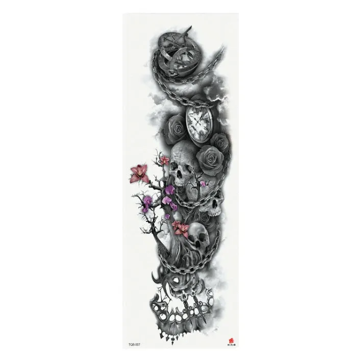 Full arm waterproof tattoo sticker 480x170mm with transfer process semi-manual production