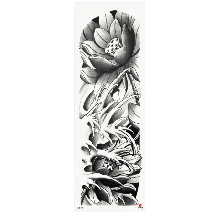 Full arm waterproof tattoo sticker 480x170mm with transfer process semi-manual production