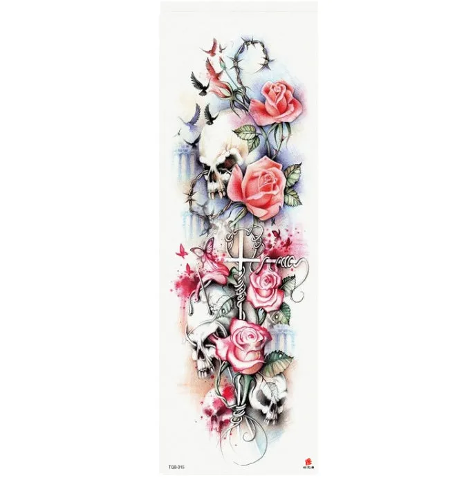 Full arm waterproof tattoo sticker 480x170mm with transfer process semi-manual production