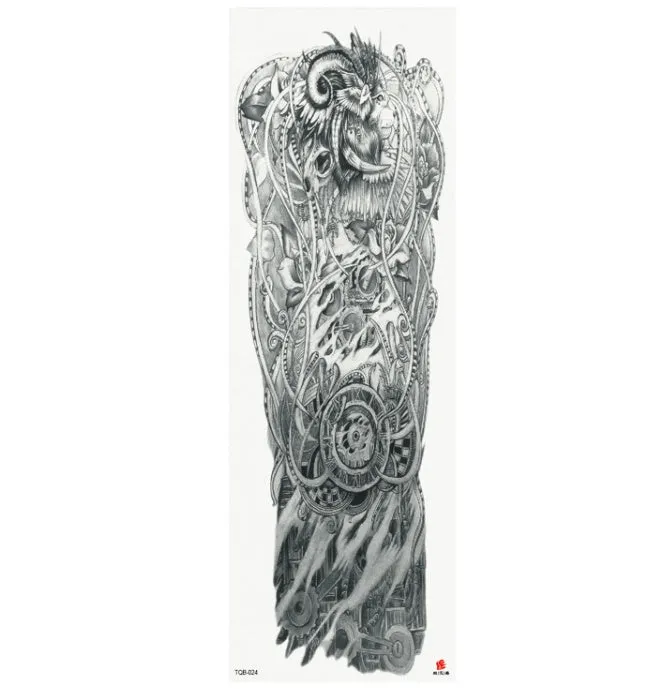 Full arm waterproof tattoo sticker 480x170mm with transfer process semi-manual production