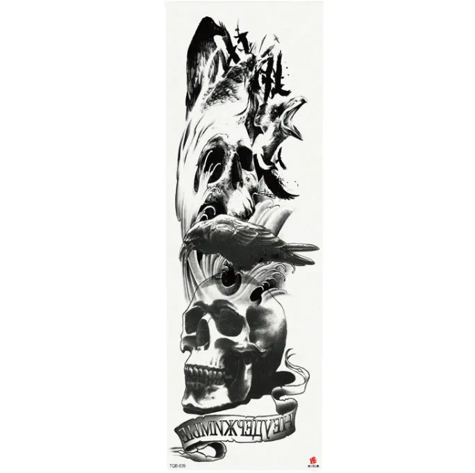 Full arm waterproof tattoo sticker 480x170mm with transfer process semi-manual production