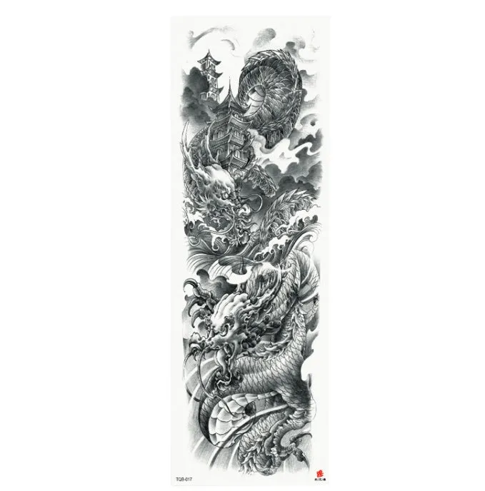Full arm waterproof tattoo sticker 480x170mm with transfer process semi-manual production