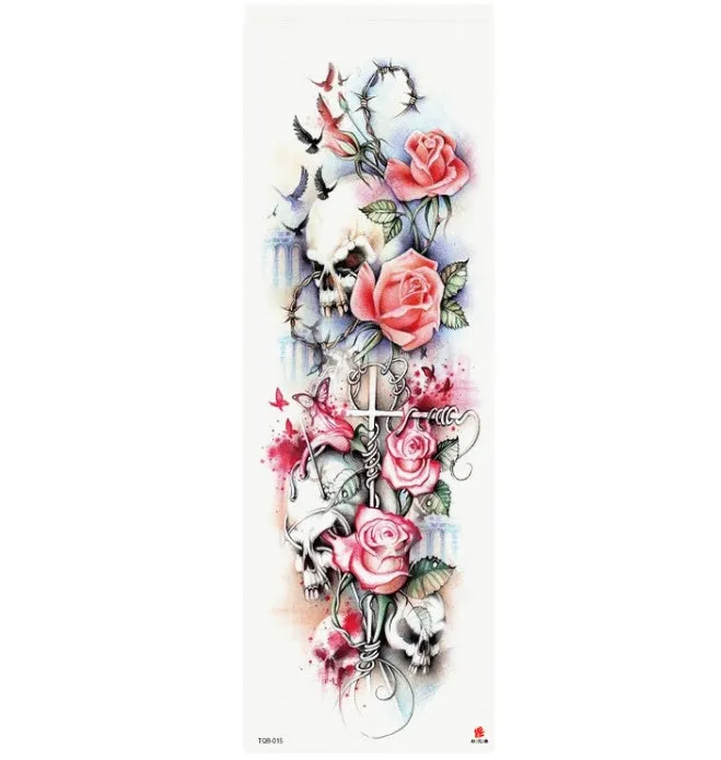 Full arm waterproof tattoo sticker 480x170mm with transfer process semi-manual production