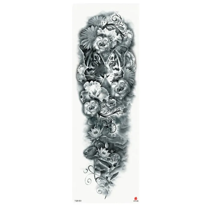 Full arm waterproof tattoo sticker 480x170mm with transfer process semi-manual production