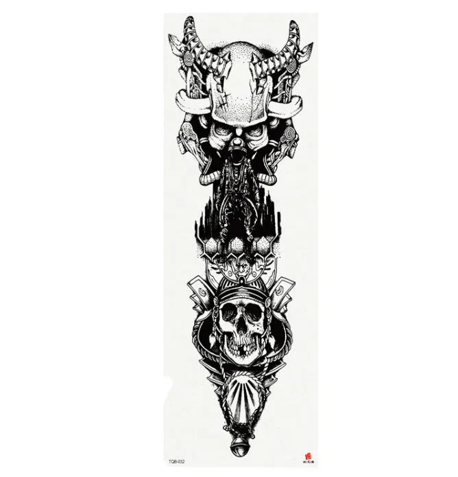 Full arm waterproof tattoo sticker 480x170mm with transfer process semi-manual production