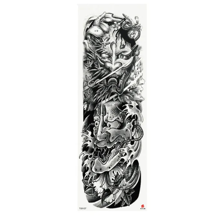 Full arm waterproof tattoo sticker 480x170mm with transfer process semi-manual production