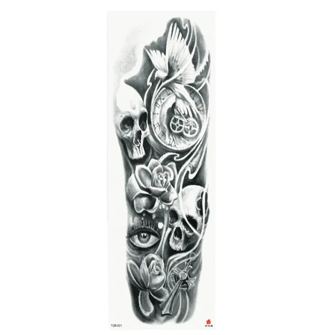 Full arm waterproof tattoo sticker 480x170mm with transfer process semi-manual production