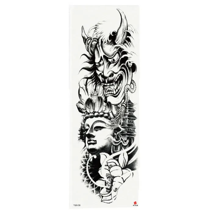 Full arm waterproof tattoo sticker 480x170mm with transfer process semi-manual production
