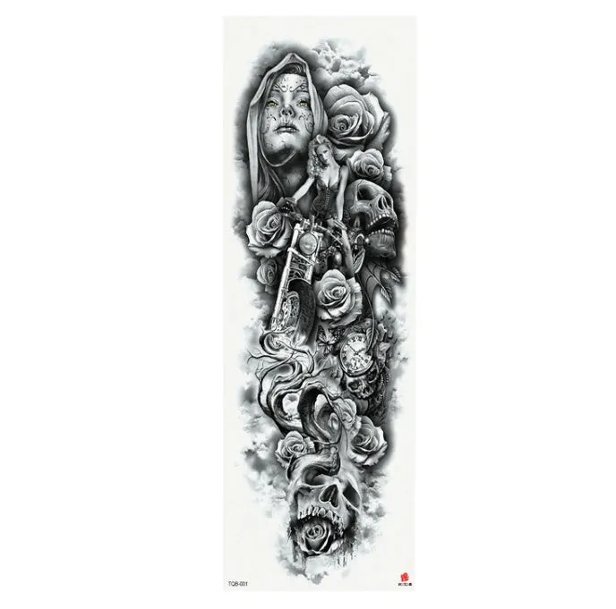 Full arm waterproof tattoo sticker 480x170mm with transfer process semi-manual production