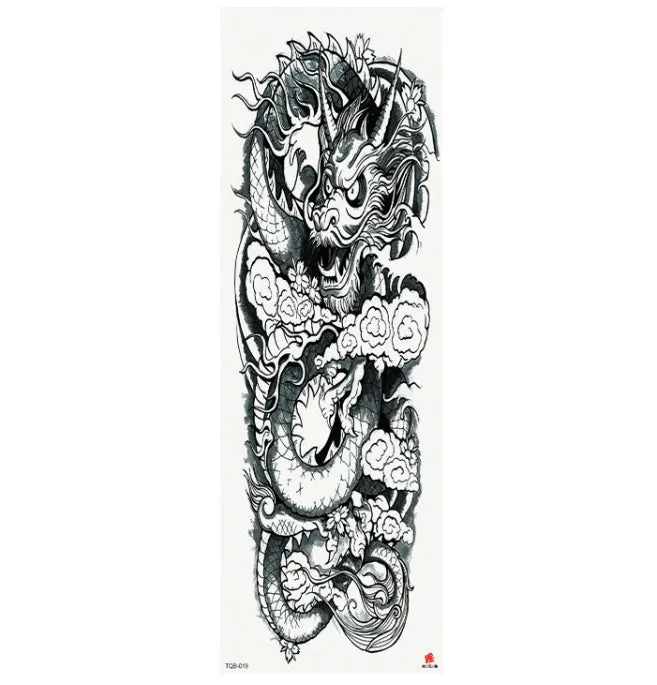 Full arm waterproof tattoo sticker 480x170mm with transfer process semi-manual production