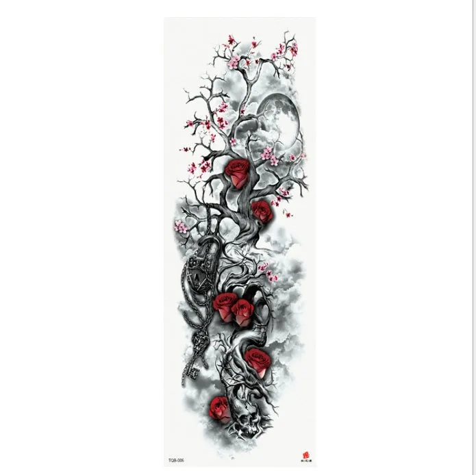 Full arm waterproof tattoo sticker 480x170mm with transfer process semi-manual production