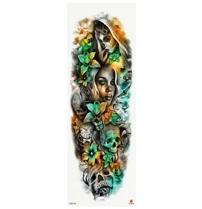Full arm waterproof tattoo sticker 480x170mm with transfer process semi-manual production