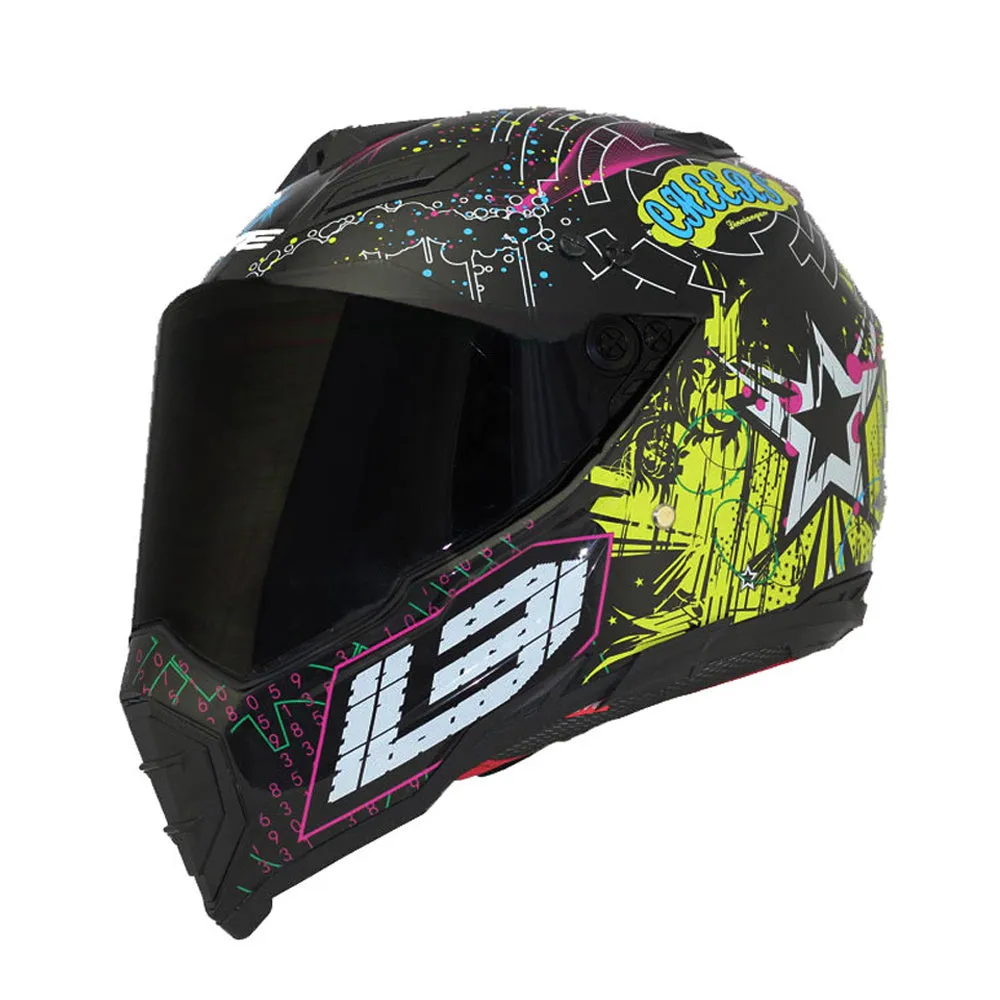 Full-cover motorcycle off-road helmet with ABS shell in black colour