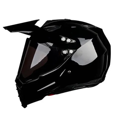 Full-cover motorcycle off-road helmet with ABS shell in black colour