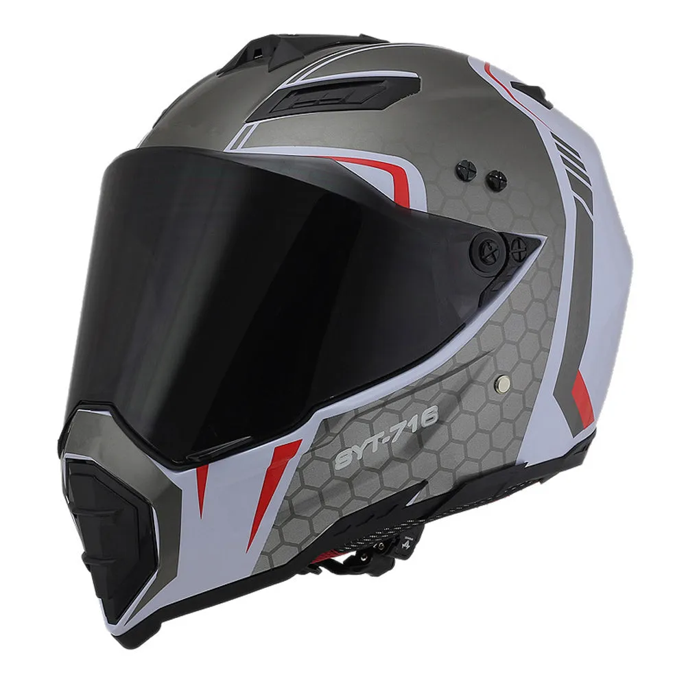 Full-cover motorcycle off-road helmet with ABS shell in black colour