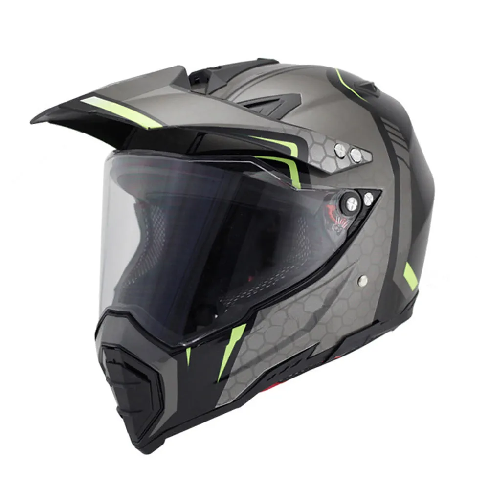 Full-cover motorcycle off-road helmet with ABS shell in black colour