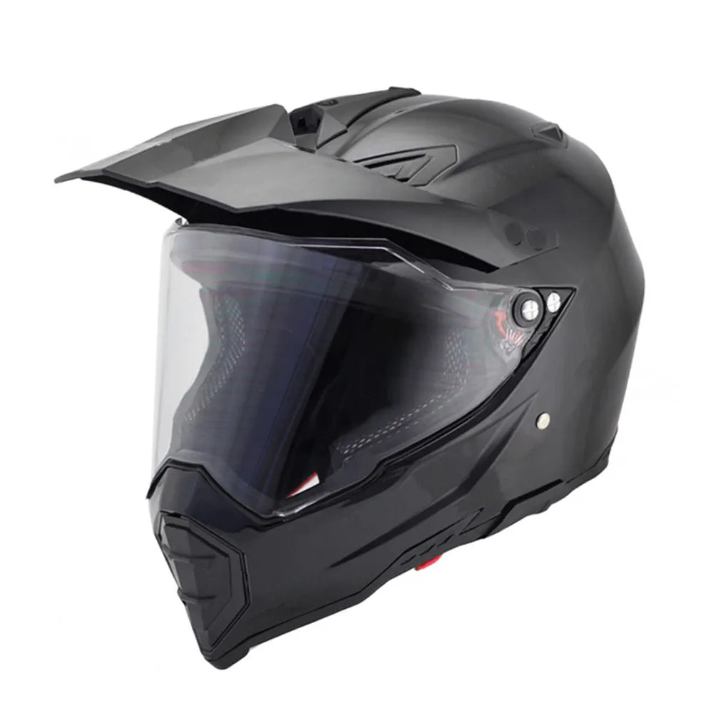 Full-cover motorcycle off-road helmet with ABS shell in black colour