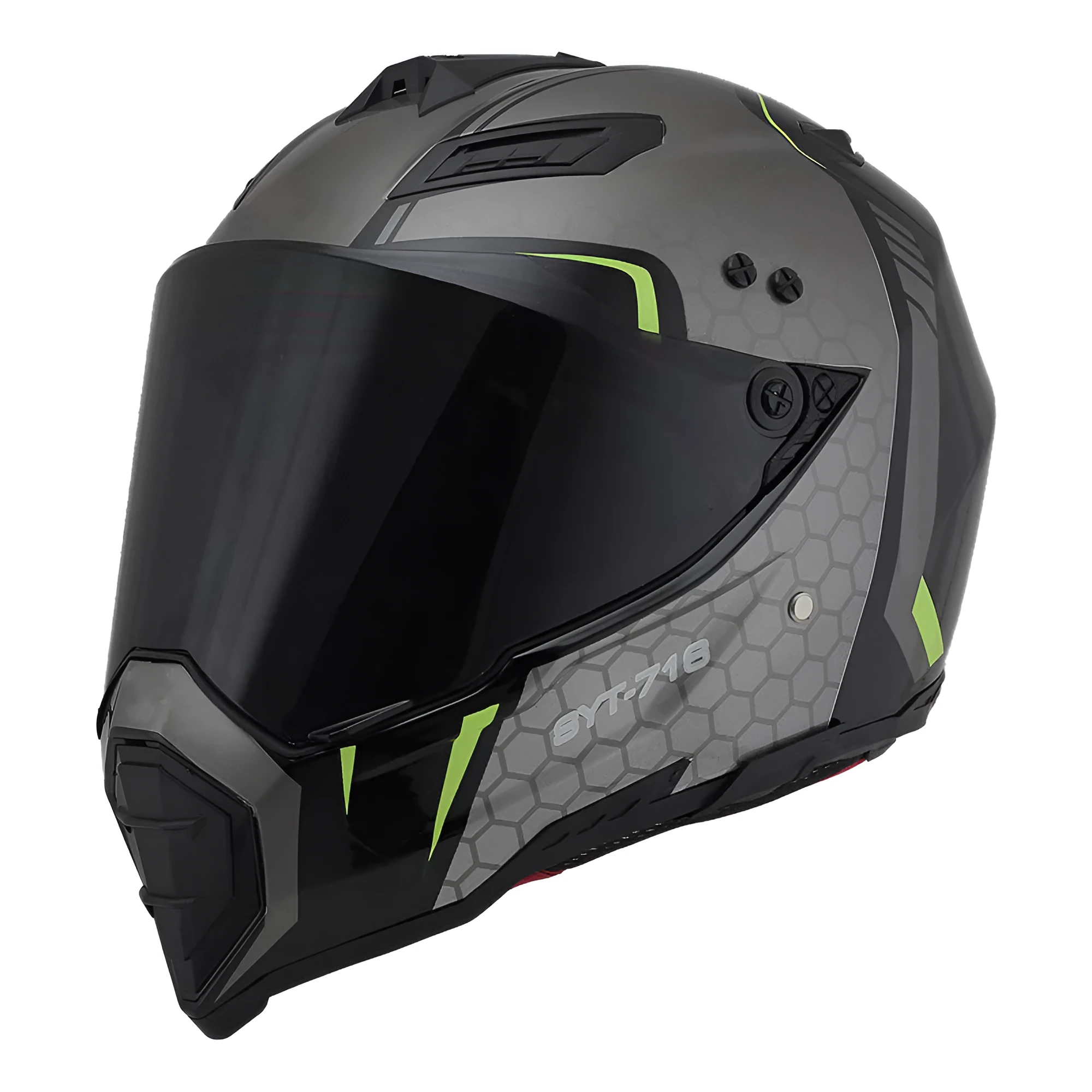 Full-cover motorcycle off-road helmet with ABS shell in black colour