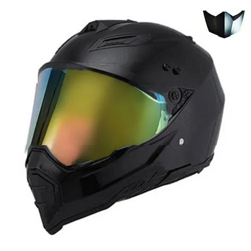 Full-cover motorcycle off-road helmet with ABS shell in black colour