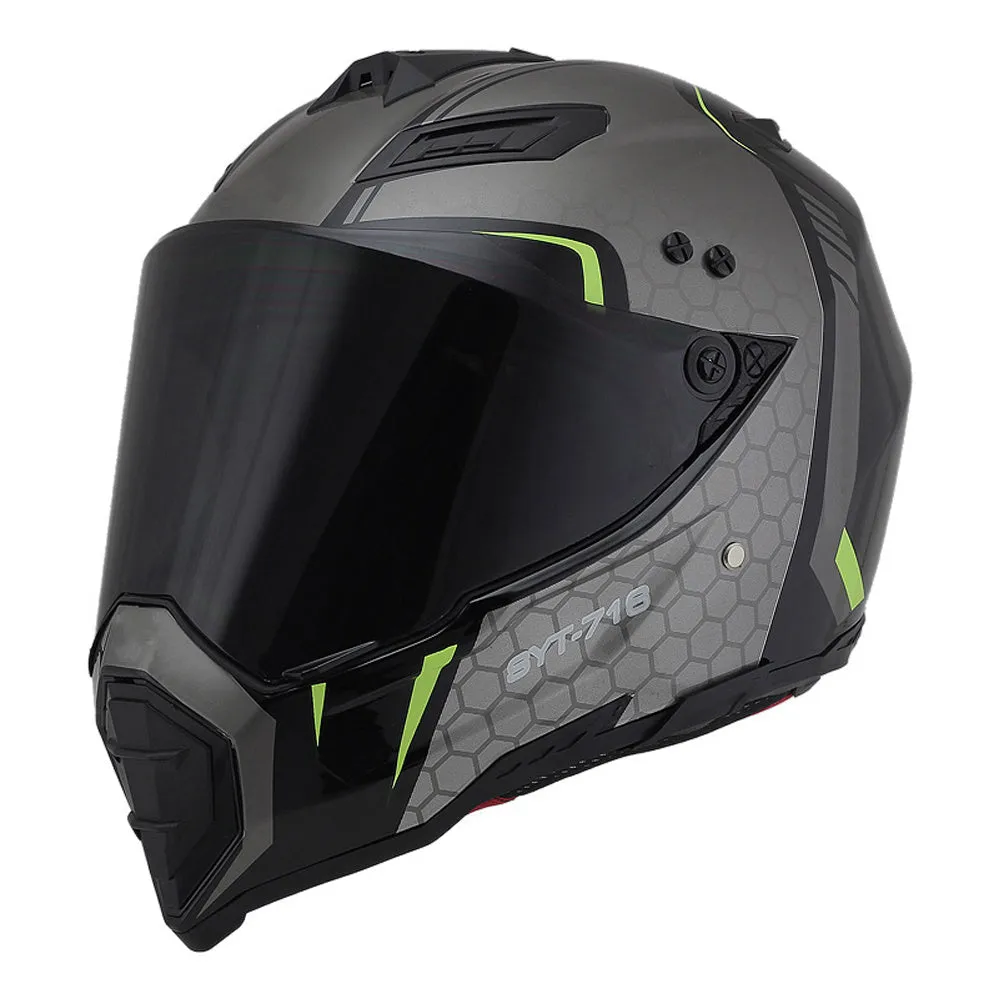 Full-cover motorcycle off-road helmet with ABS shell in black colour
