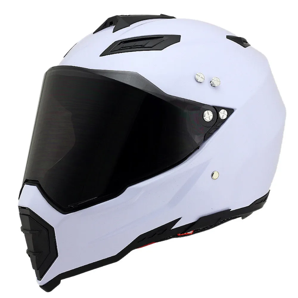 Full-cover motorcycle off-road helmet with ABS shell in black colour