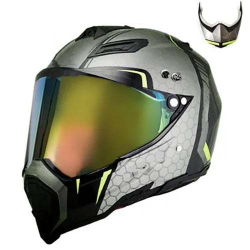 Full-cover motorcycle off-road helmet with ABS shell in black colour