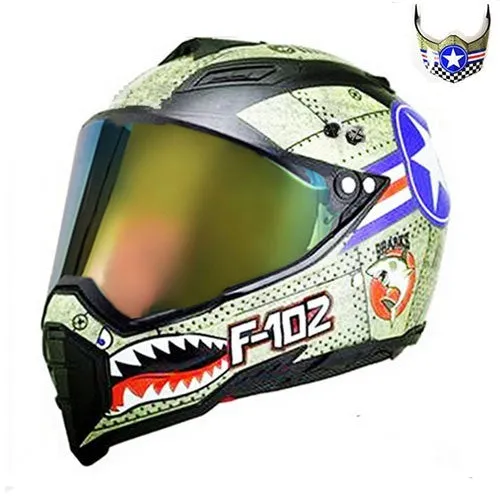 Full-cover motorcycle off-road helmet with ABS shell in black colour