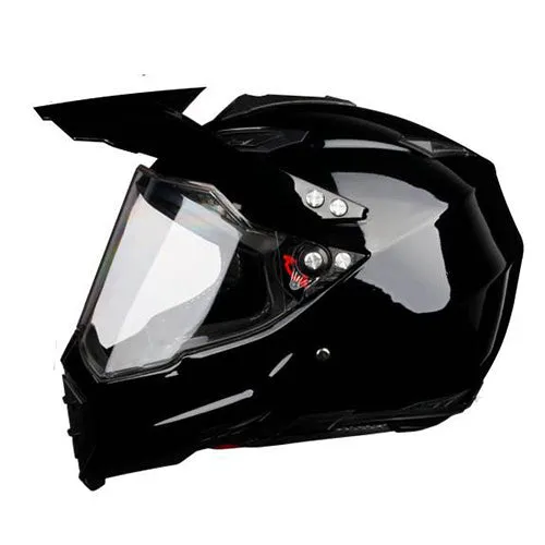 Full-cover motorcycle off-road helmet with ABS shell in black colour