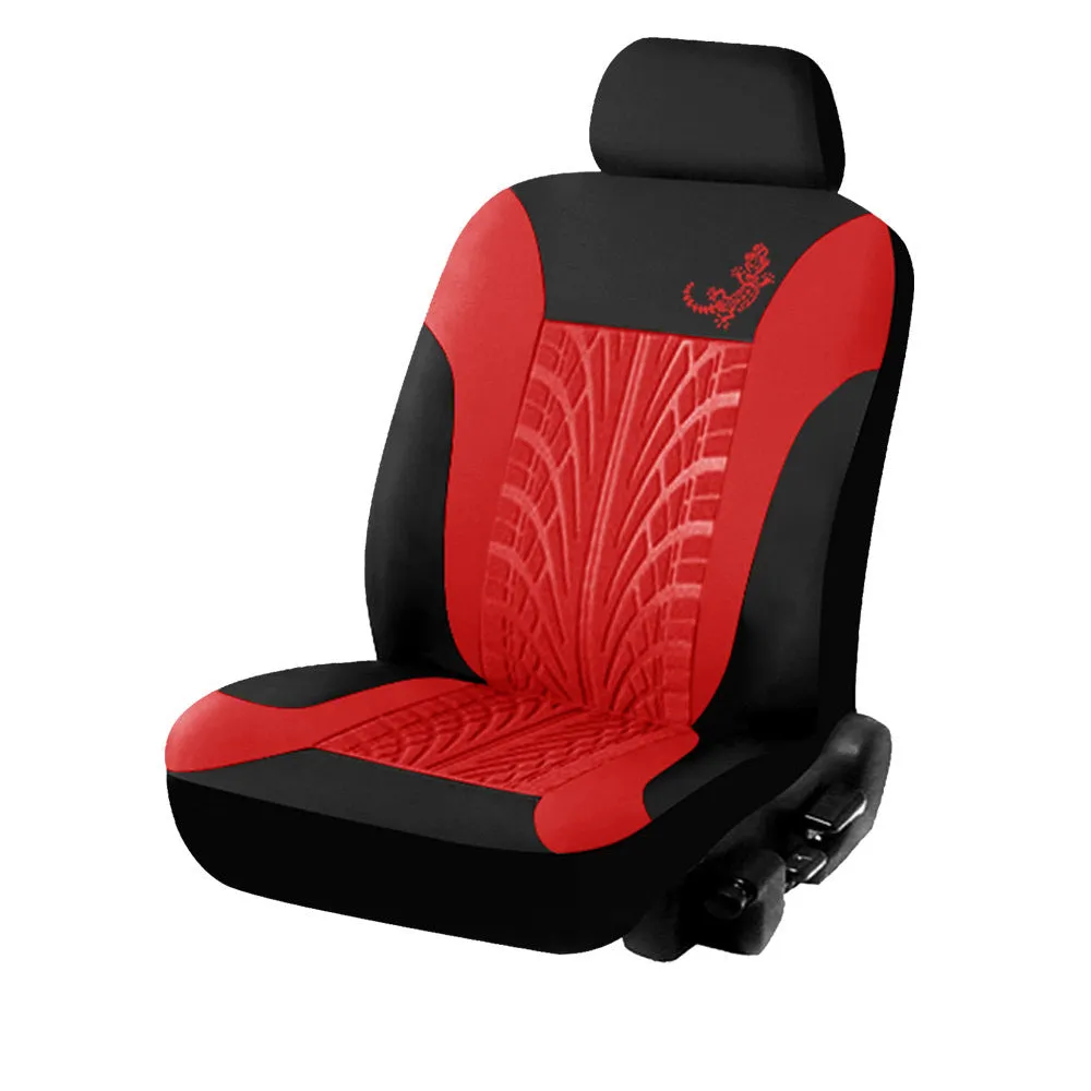 Red gecko mesh cloth universal car seat cover 9-piece set for 5-seater vehicles with iron hooks