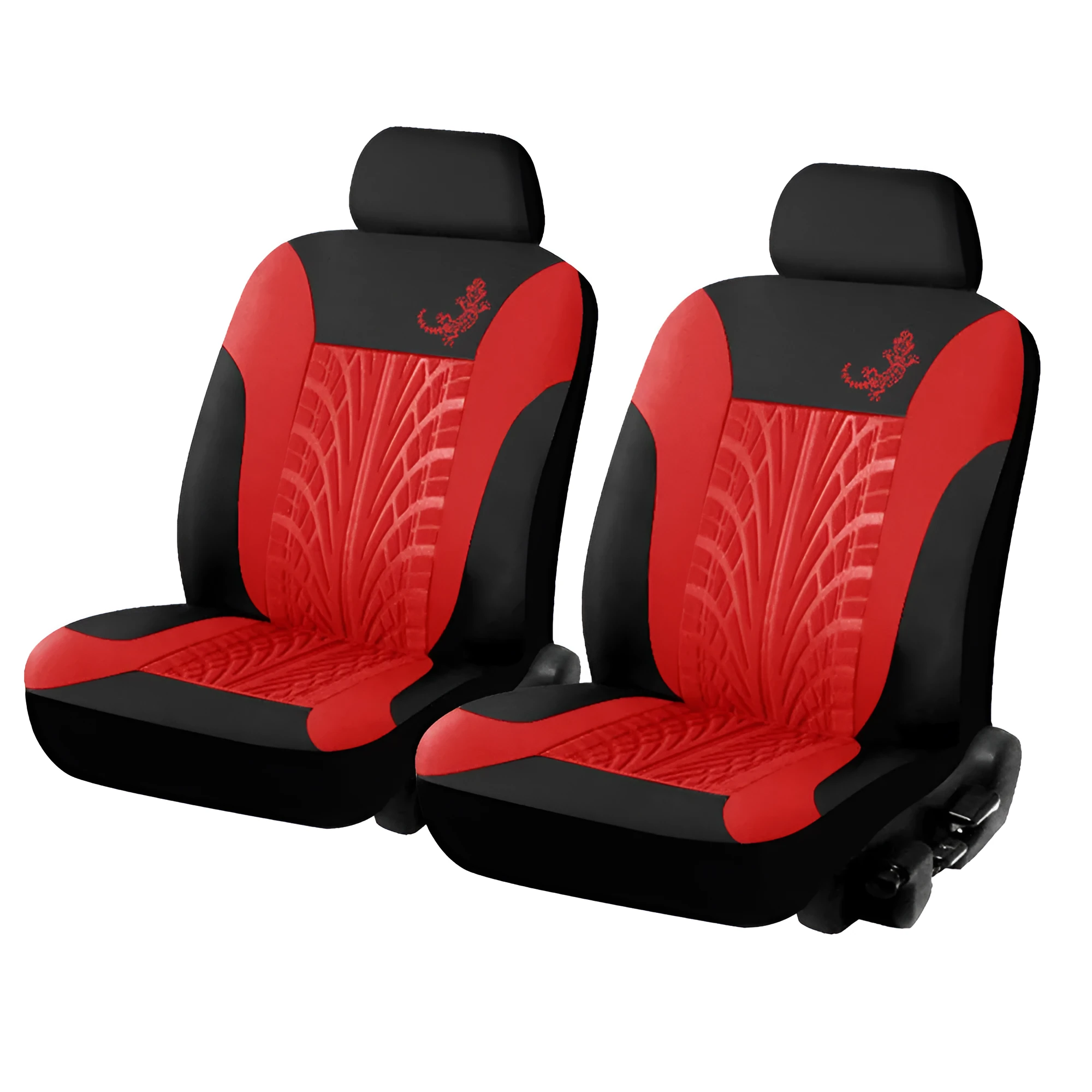 Red gecko mesh cloth universal car seat cover 9-piece set for 5-seater vehicles with iron hooks
