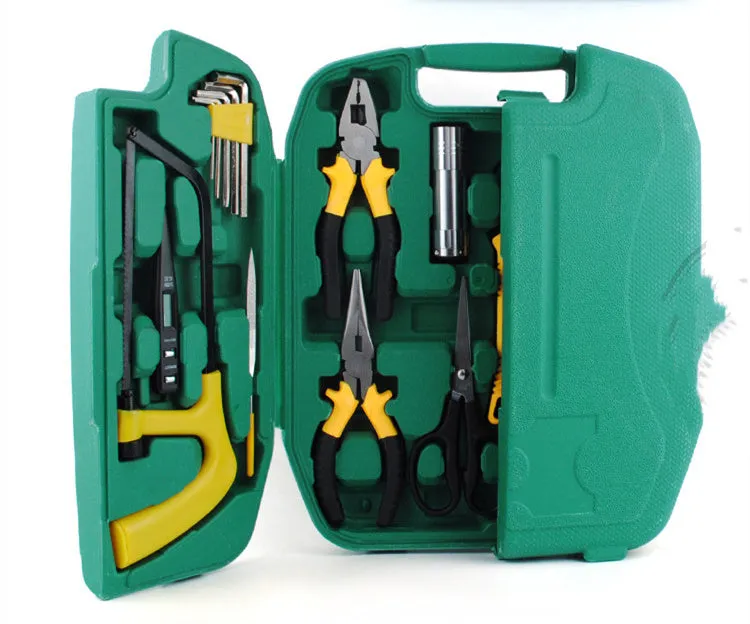 27-piece car emergency tool kit with malleable iron tools in a organised box