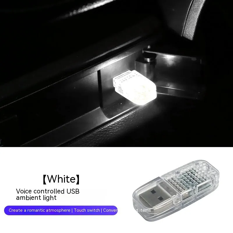 Car USB ambience light with touch controls and voice command for RGB mode