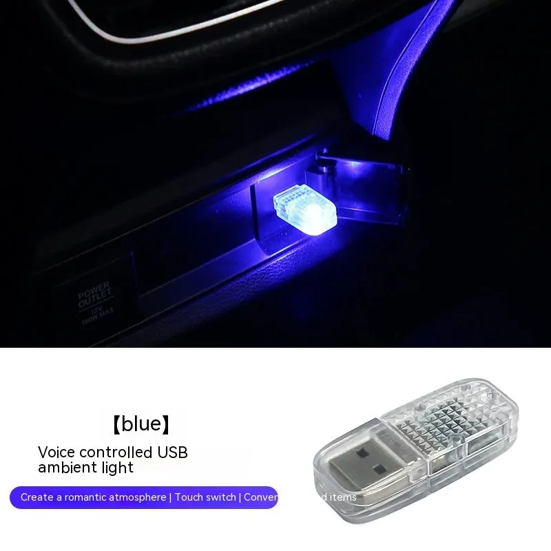 Car USB ambience light with touch controls and voice command for RGB mode