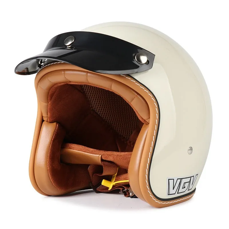 3C certified retro motorcycle helmet in matte black with ABS shell for adult commuting