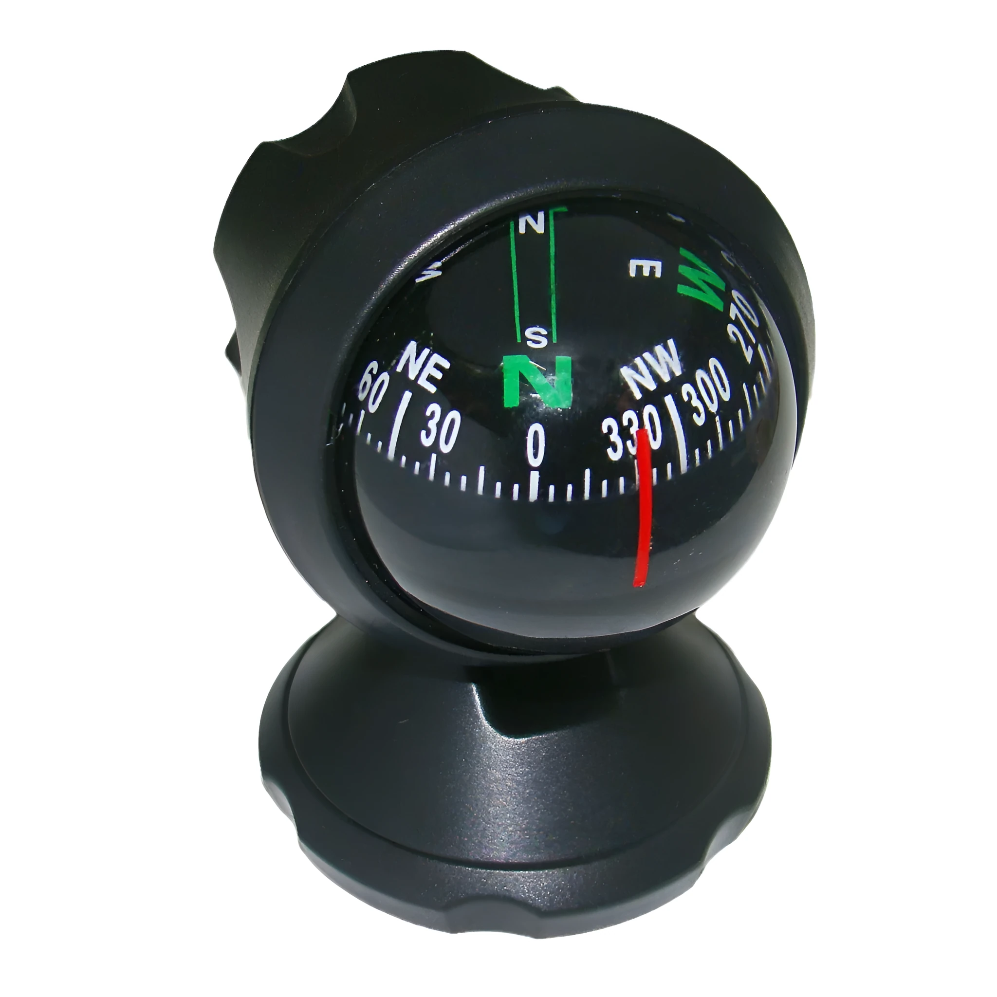 Black ABS car compass with Chinese traditional style ball design on a dashboard