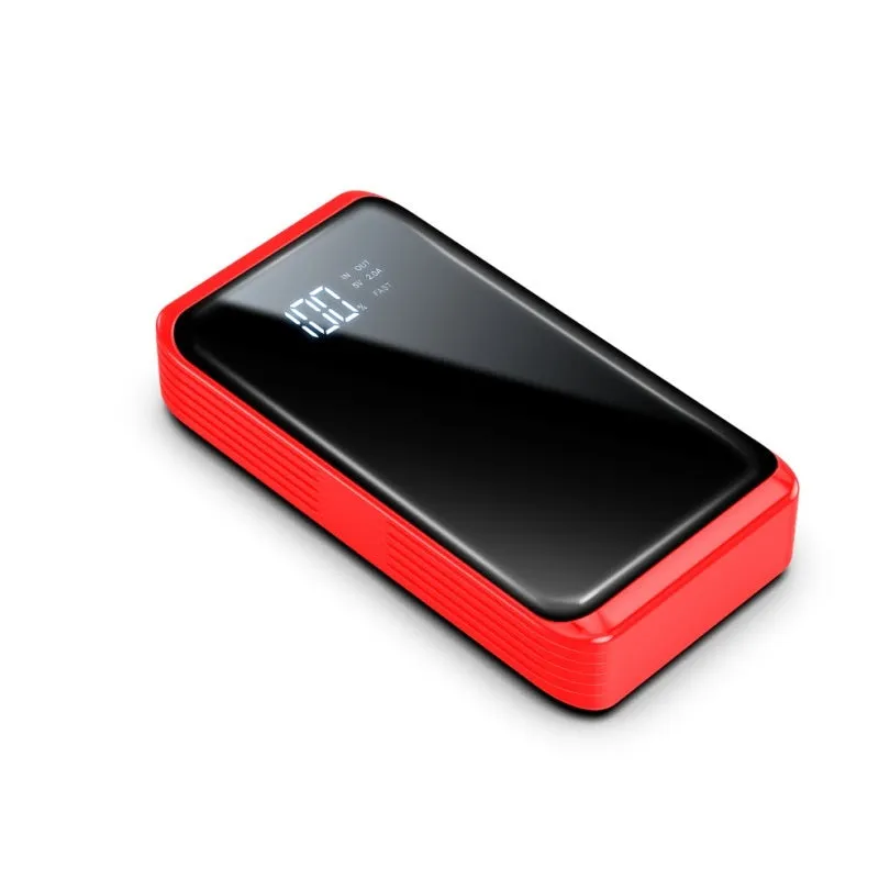 TM48 1200A car jump starter with battery clips, LED light, and USB port on a dark background