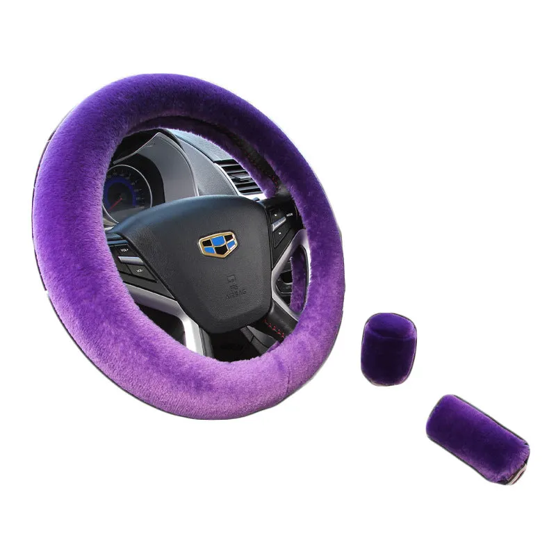 Sheepskin and wool steering wheel cover set of 6 pieces in various colours for 38cm wheel