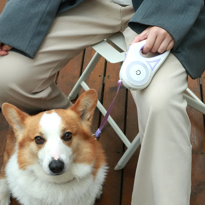 Retractable dog leash with one-handed brake in Dream Purple 3m – ABS body with large grip handle and collar
