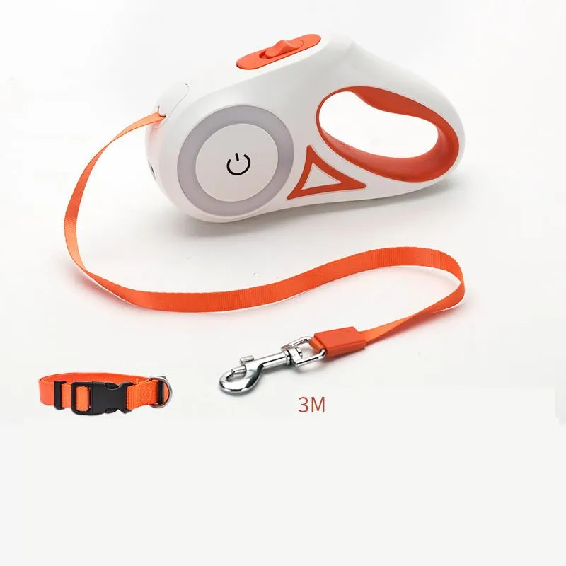 Retractable dog leash with one-handed brake in Dream Purple 3m – ABS body with large grip handle and collar