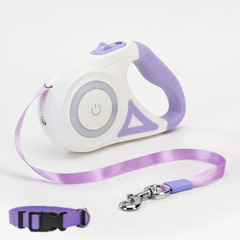 Retractable dog leash with one-handed brake in Dream Purple 3m – ABS body with large grip handle and collar