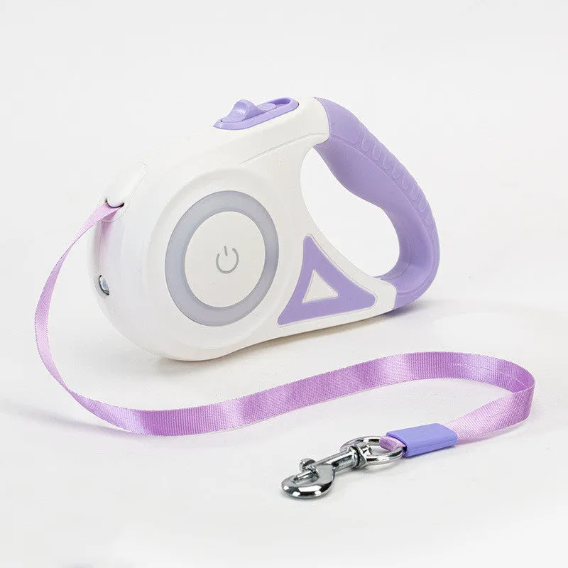 Retractable dog leash with one-handed brake in Dream Purple 3m – ABS body with large grip handle and collar